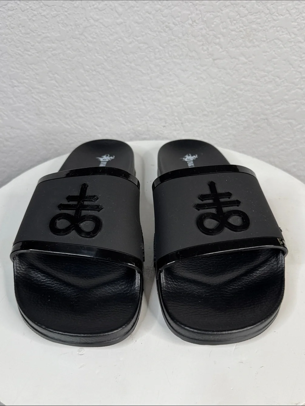 INK POISONING MENS LEVIATHAN BLACK SLIDES GOTHIC LIMITED EDITION MENS SIZE 12